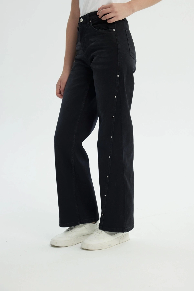 JEANS NIÑA WIDE LEG NEGRO - 2