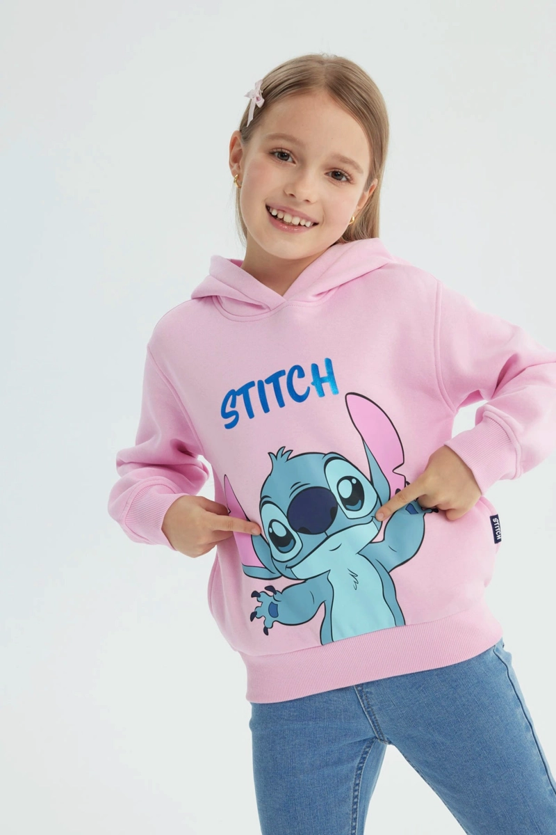POLERON NIÑA LILO AND STITCH ROSADO - 1