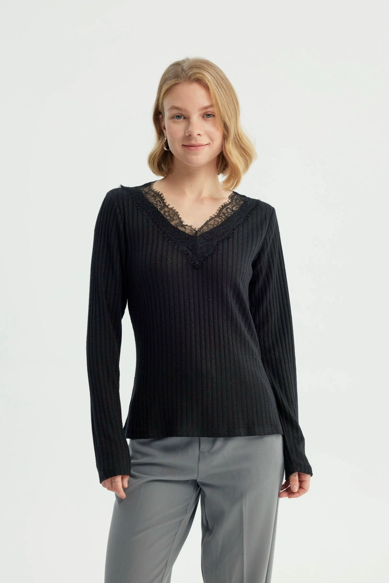 SWEATER MUJER REGULAR NEGRO - 1