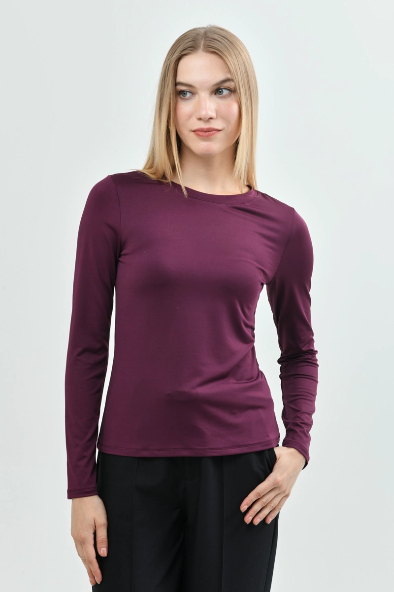 POLERA SLIM FIT MUJER VINO - 1