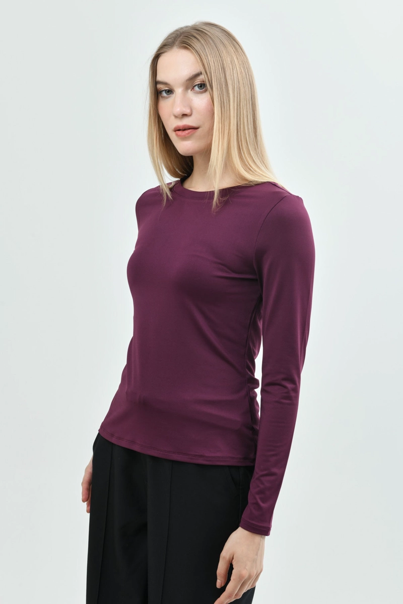 POLERA SLIM FIT MUJER VINO - 2