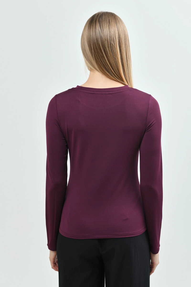 POLERA SLIM FIT MUJER VINO - 3