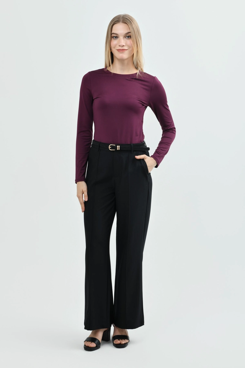POLERA SLIM FIT MUJER VINO - 4