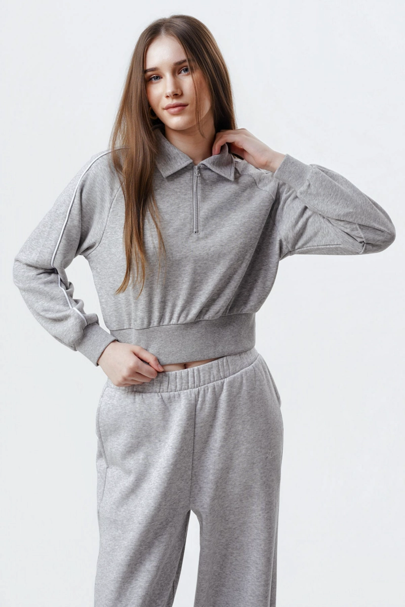 POLERON MUJER CLASICA GRIS MELANGE - 1