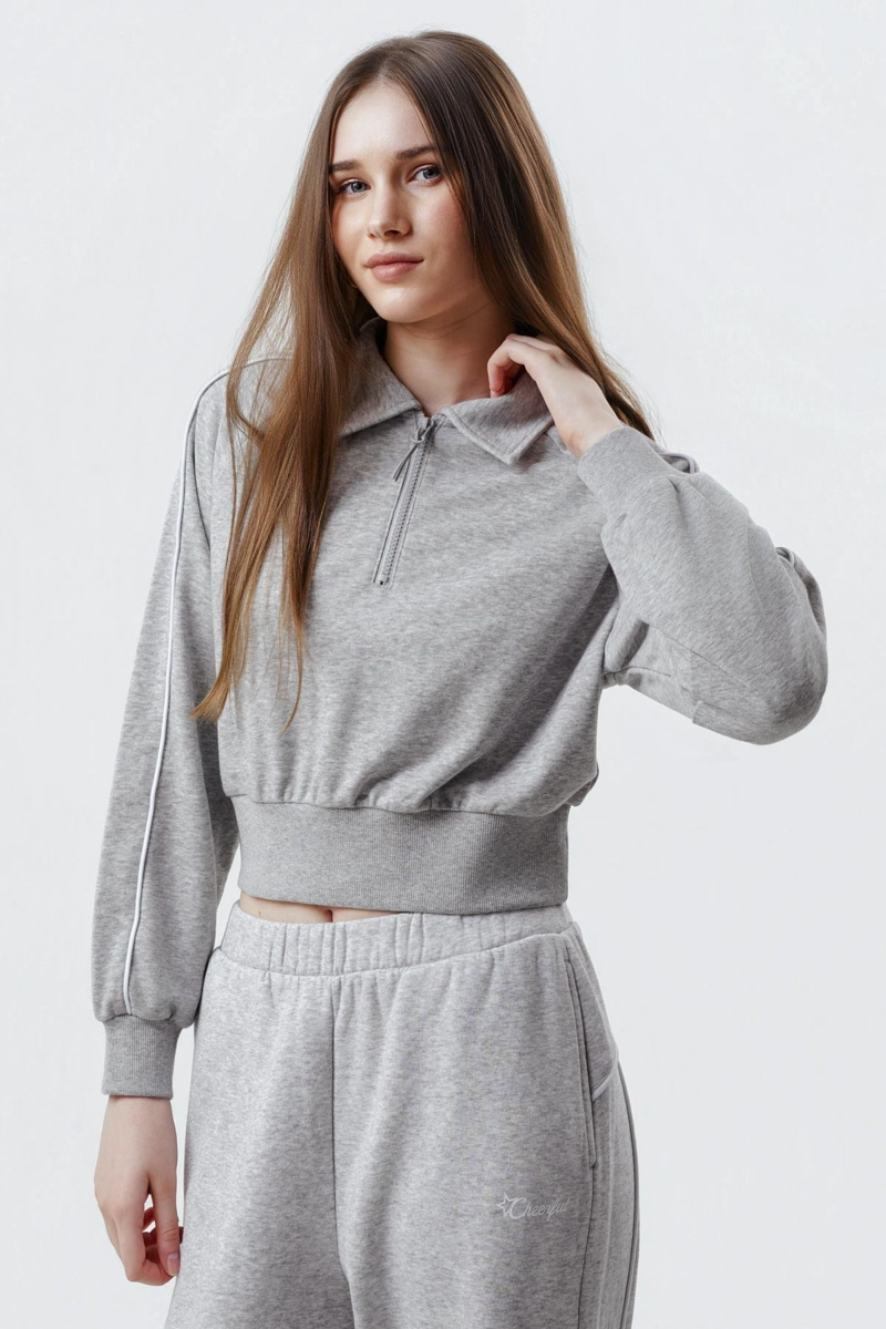 POLERON MUJER CLASICA GRIS MELANGE - 2