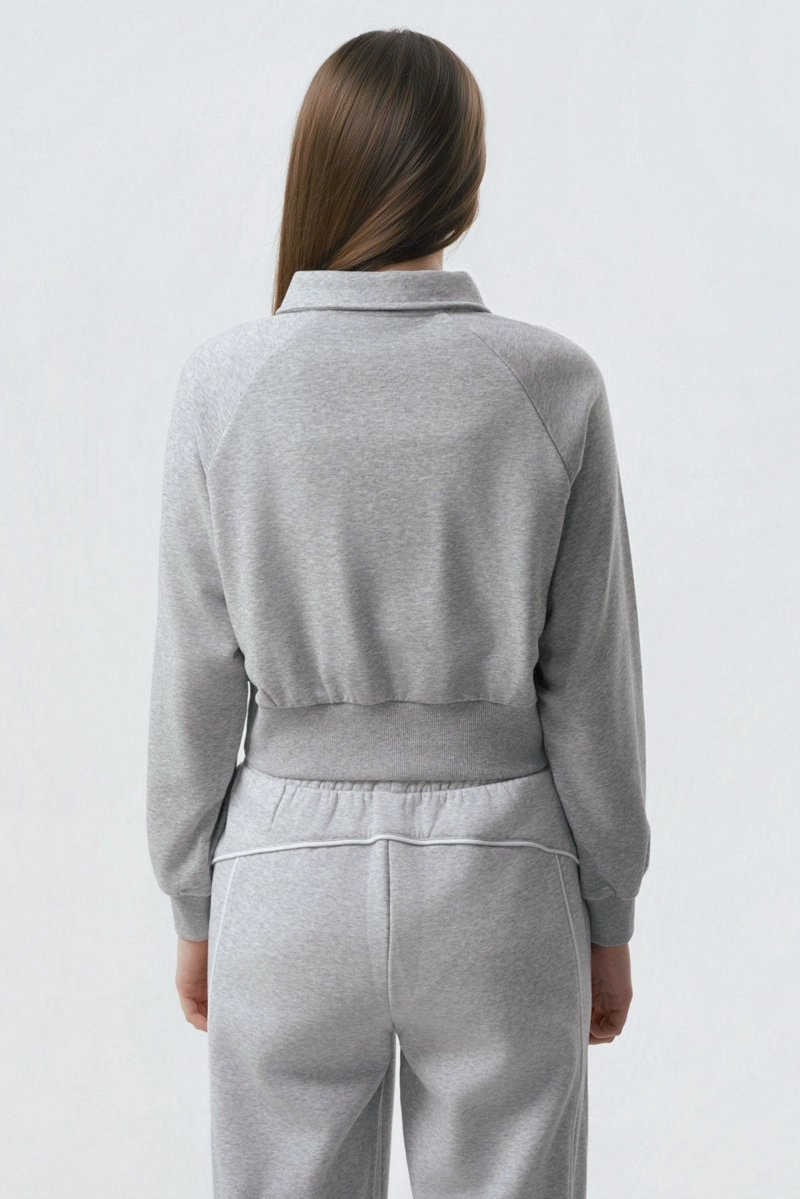 POLERON MUJER CLASICA GRIS MELANGE - 3
