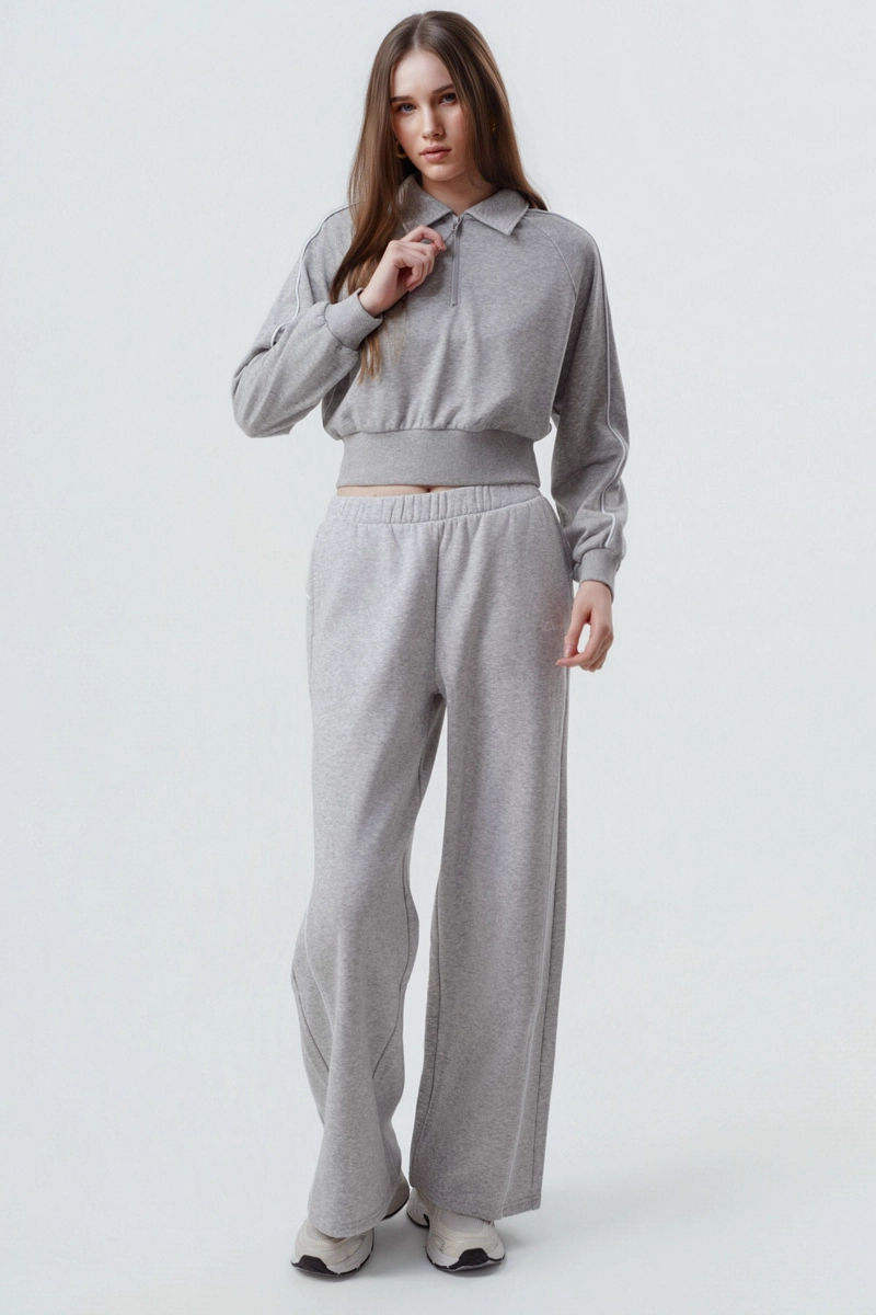 POLERON MUJER CLASICA GRIS MELANGE - 4