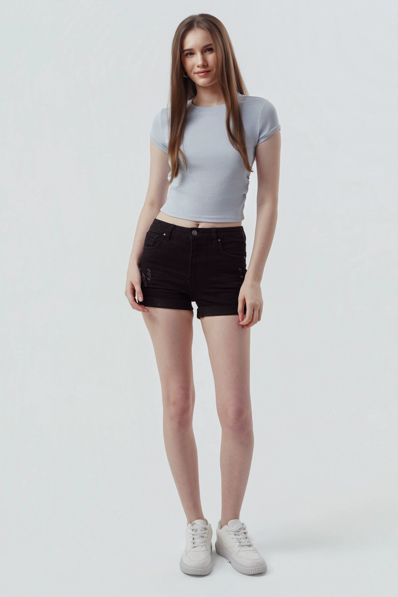 POLERA MUJER SLIM FIT CELESTE - 4