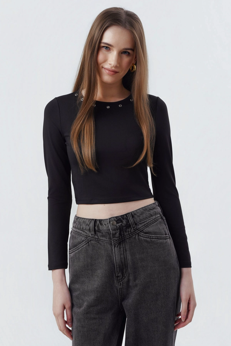 POLERA MUJER AJUSTADO NEGRO - 1
