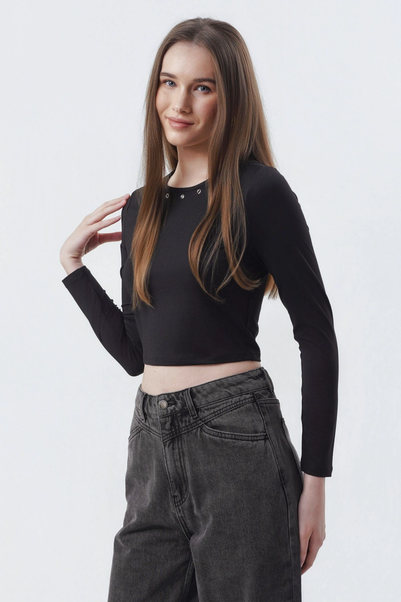 POLERA MUJER AJUSTADO NEGRO - 2
