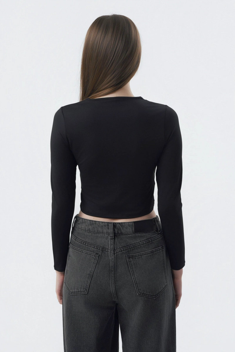 POLERA MUJER AJUSTADO NEGRO - 3