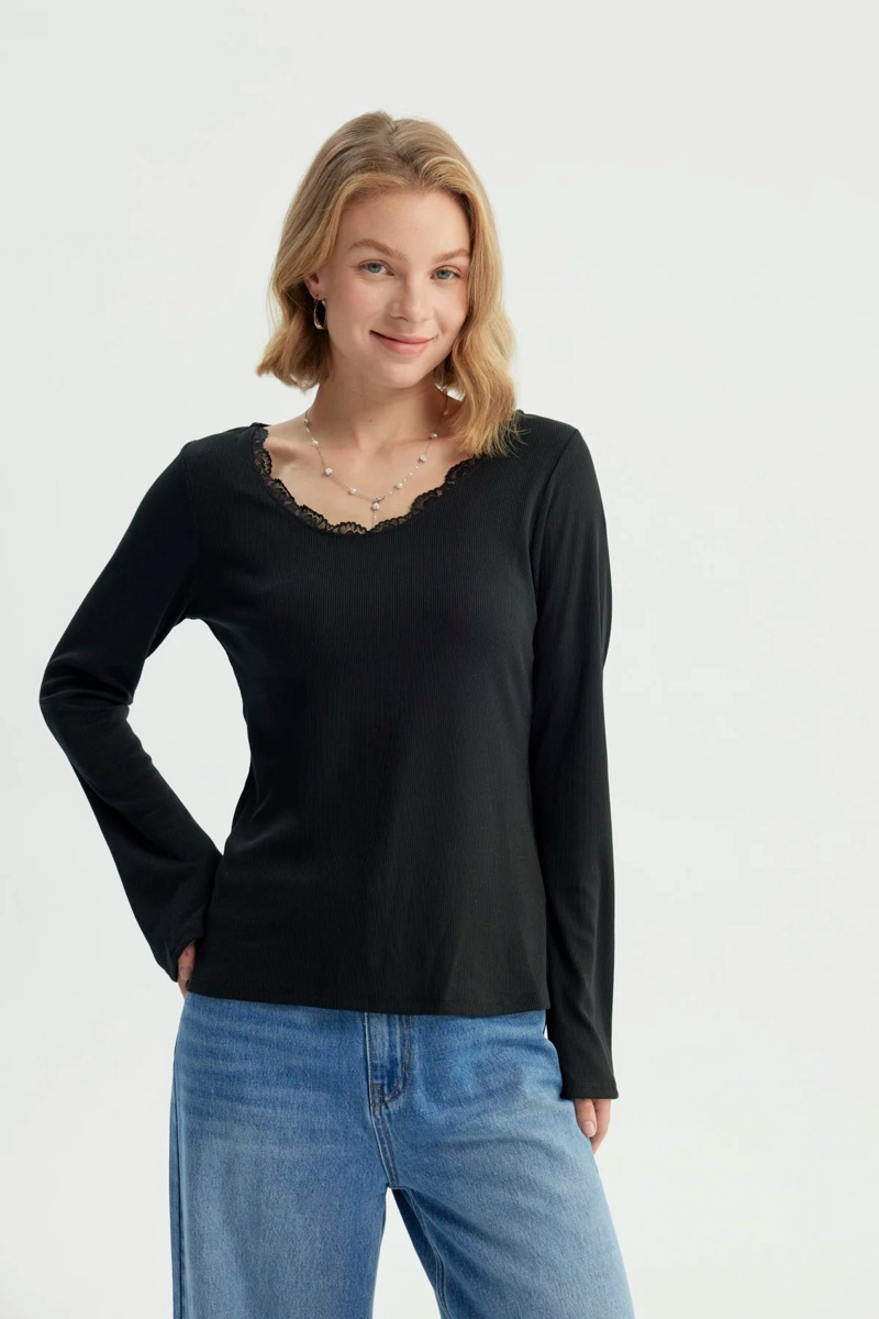 POLERA MUJER SLIM NEGRO - 1