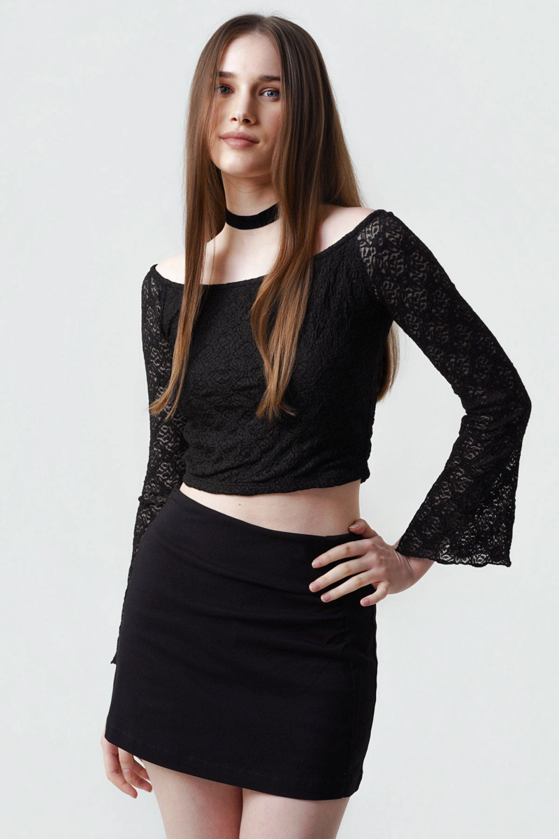 POLERA MUJER AJUSTADO NEGRO - 1