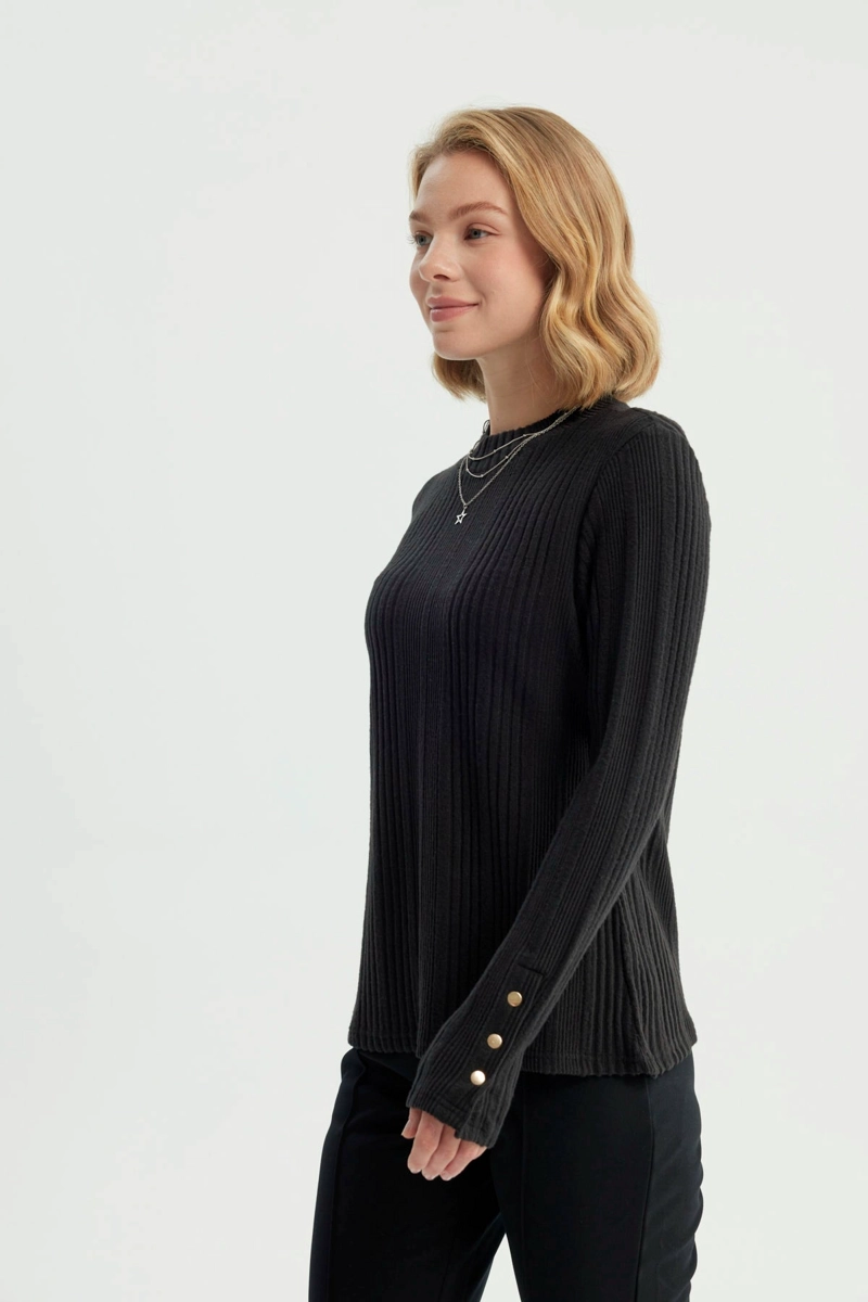 POLERA MUJER AJUSTADO NEGRO - 2