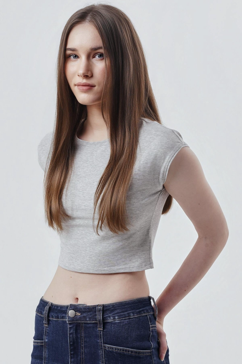POLERA MUJER TIGHT GRIS MELANGE - 2