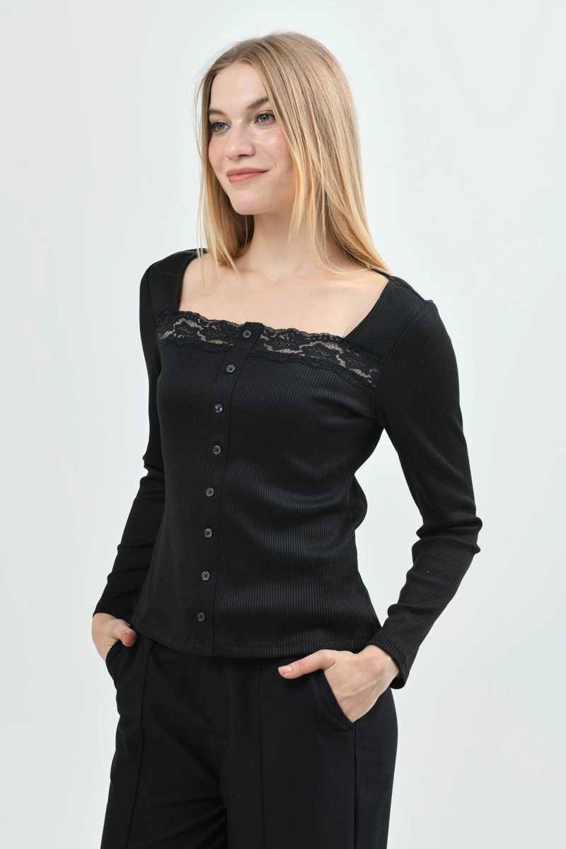 POLERA MUJER SLIM FIT NEGRO - 2