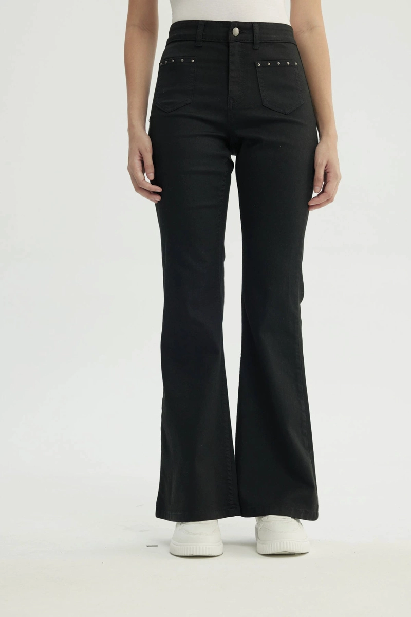 JEANS MUJER FLARE NEGRO - 1