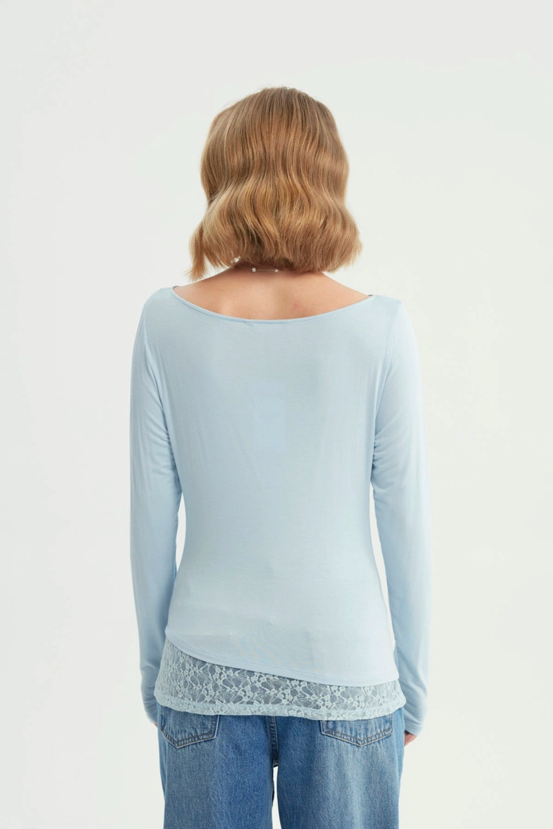 POLERA MUJER HOMBRO DESCUBIERTO CELESTE - 3