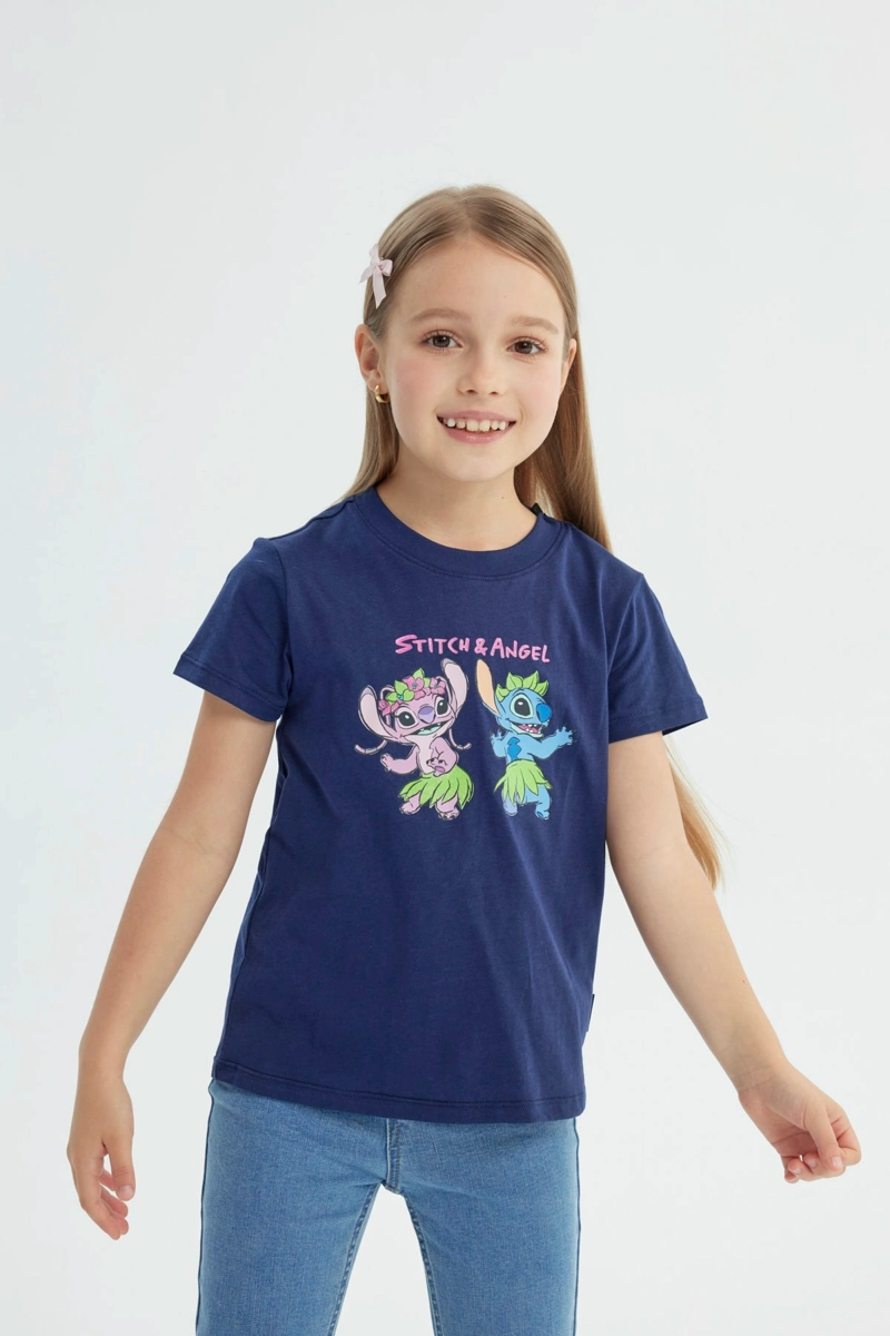 POLERA NIÑA LILO AND STITCH AZUL MARINO - 1