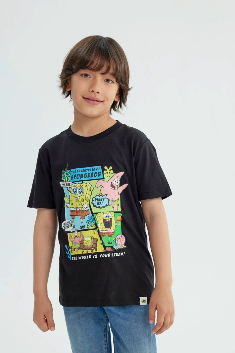 POLERA NIÑO BOB SPONJA NEGRO - 1