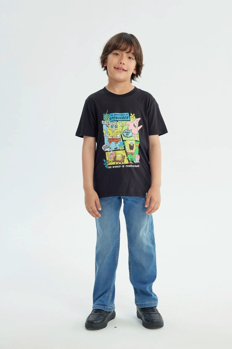POLERA NIÑO BOB SPONJA NEGRO - 4