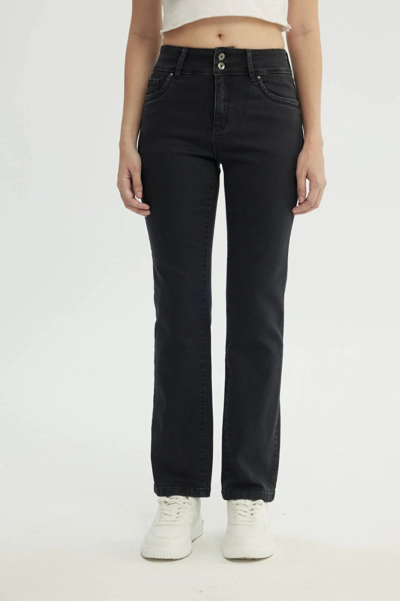 JEANS MUJER CALCE RECTO NEGRO - 1