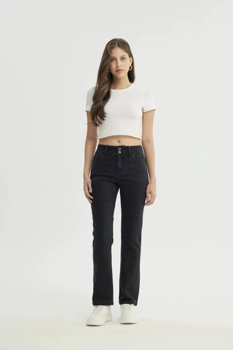 JEANS MUJER CALCE RECTO NEGRO - 4
