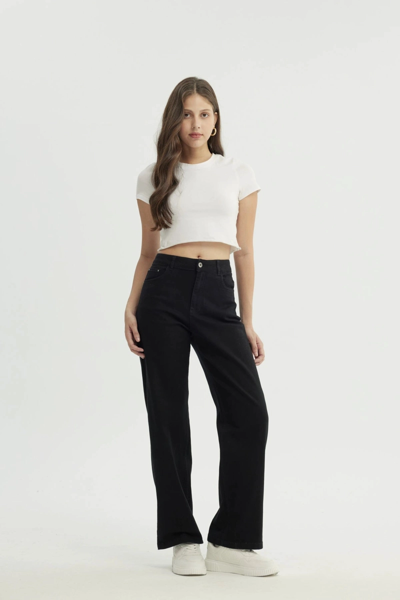 JEANS MUJER CALCE RECTO NEGRO - 4