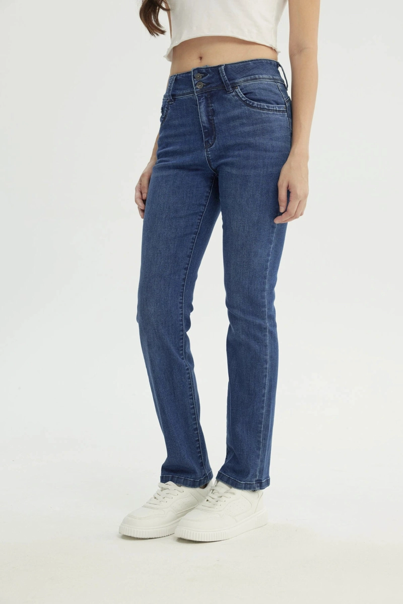 JEANS MUJER CALCE RECTO AZUL OSCURO - 2