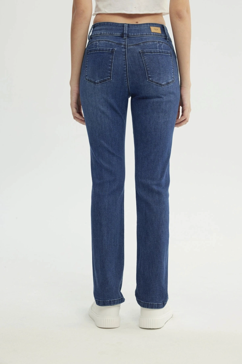 JEANS MUJER CALCE RECTO AZUL OSCURO - 3