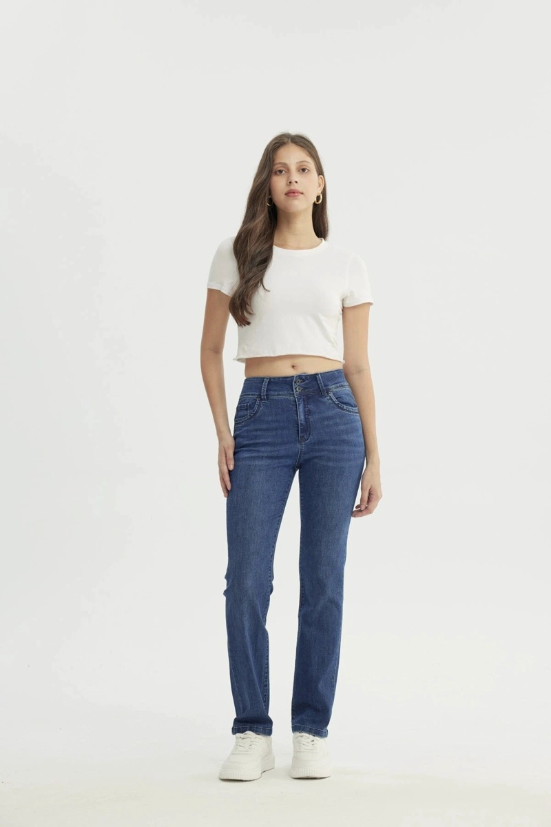 JEANS MUJER CALCE RECTO AZUL OSCURO - 4