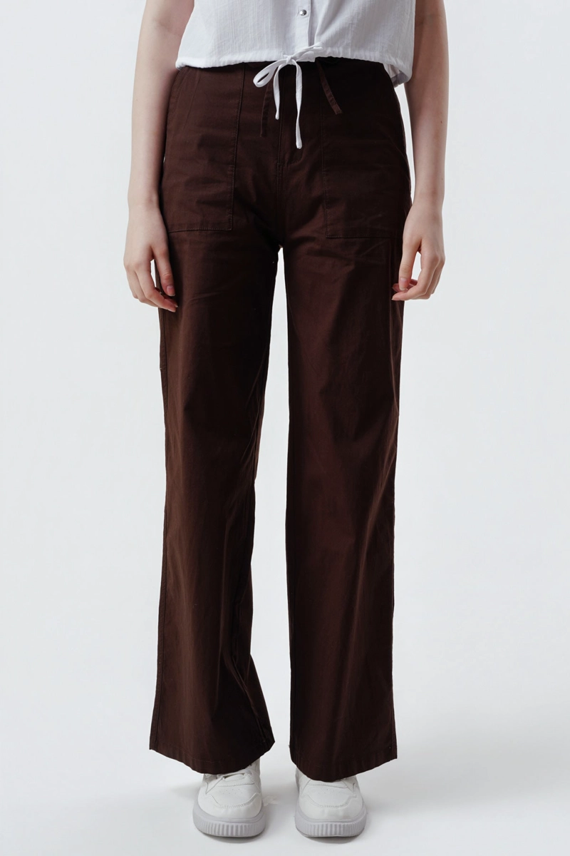 PANTALON MUJER WIDE LEG CHOCOLATE - 1