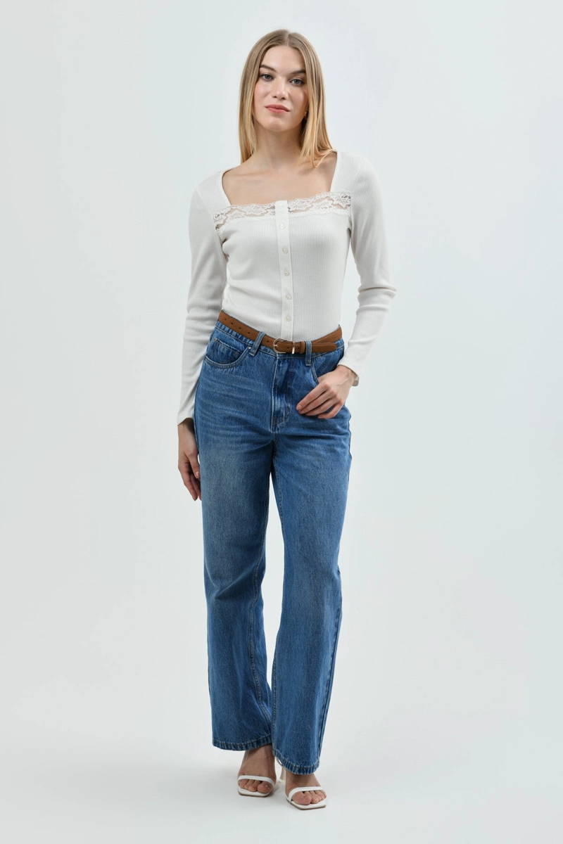 POLERA MUJER SLIM FIT CREMA - 4