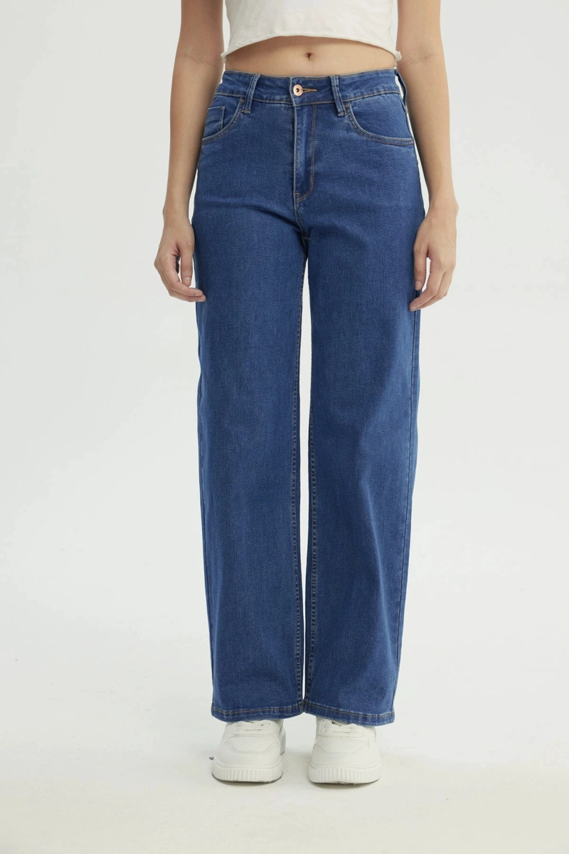 JEANS MUJER CALCE RECTO AZUL OSCURO - 1