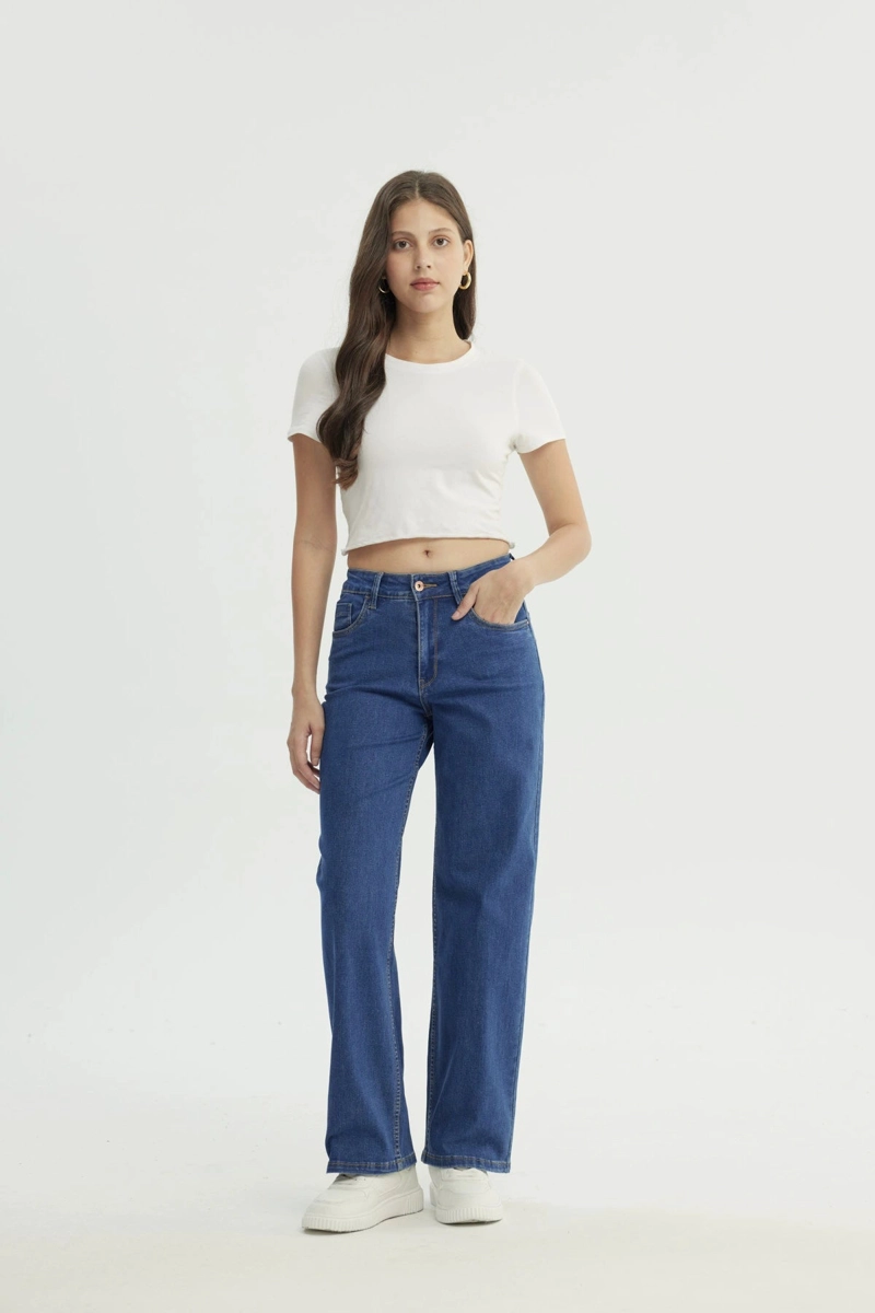 JEANS MUJER CALCE RECTO AZUL OSCURO - 4