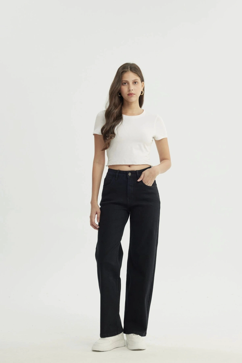 JEANS MUJER CALCE RECTO NEGRO - 4