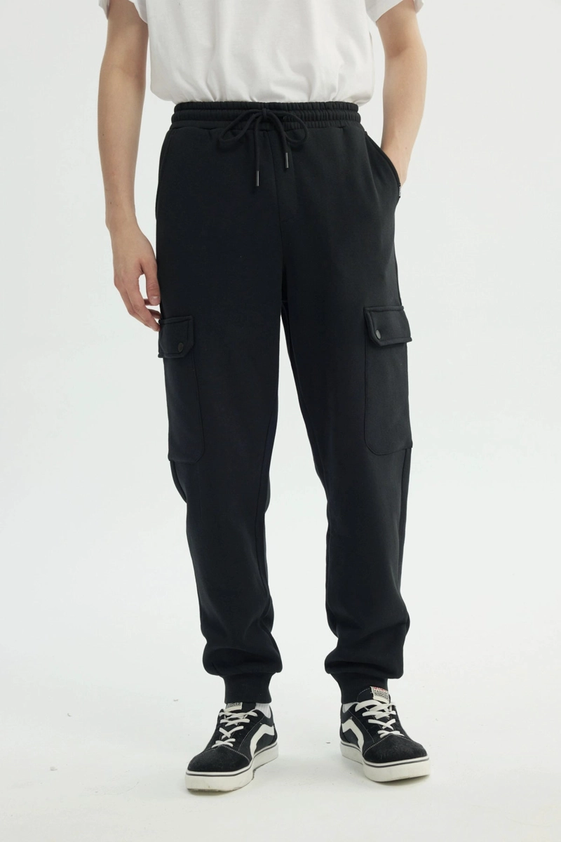 PANTALON BUZO HOMBRE CLASICO NEGRO - 1
