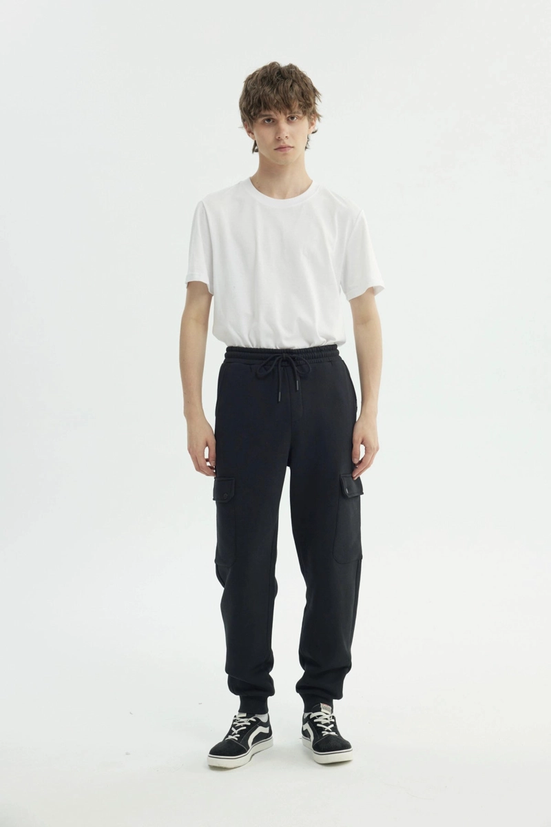 PANTALON BUZO HOMBRE CLASICO NEGRO - 4