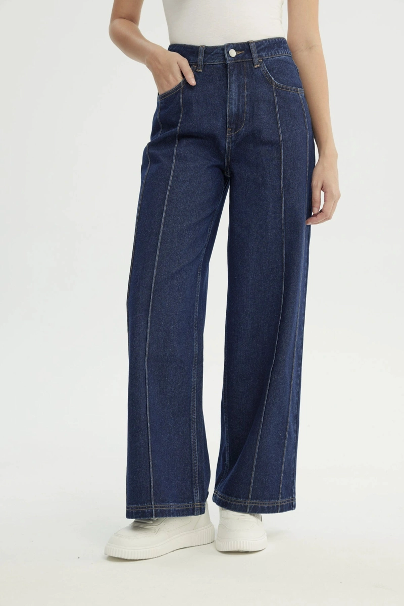 JEANS MUJER MODA WIDE LEG AZUL INDIGO - 1