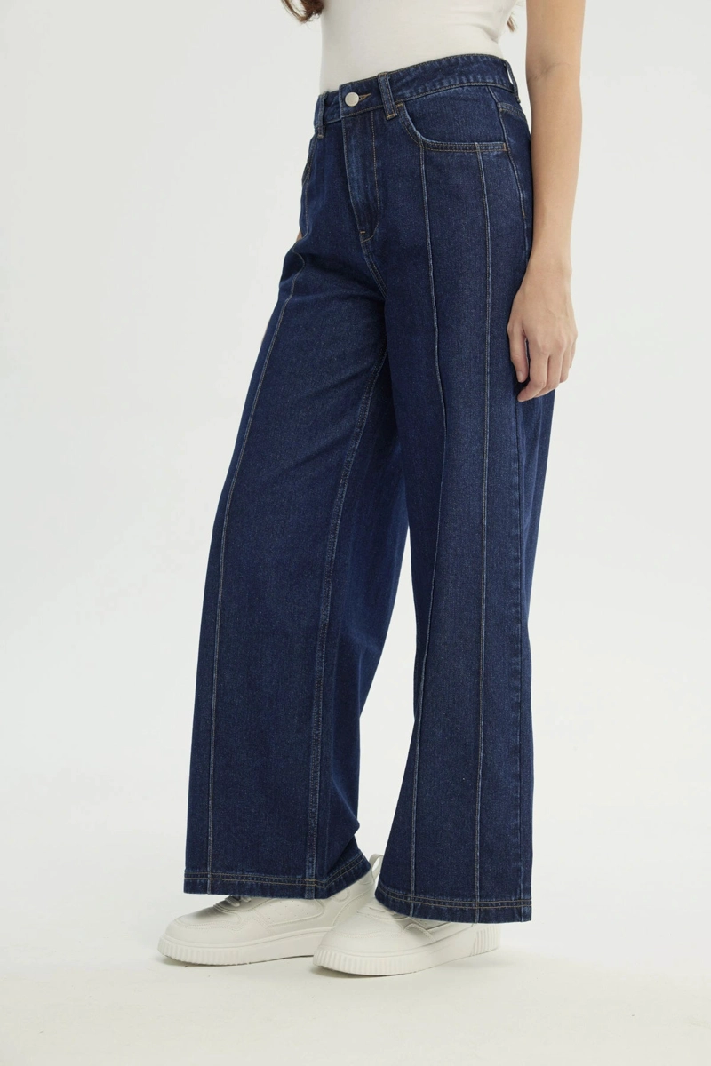 JEANS MUJER MODA WIDE LEG AZUL INDIGO - 2