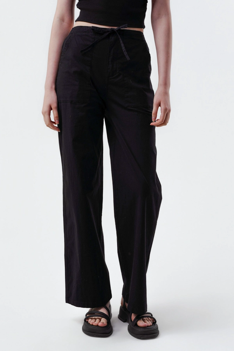 PANTALON MUJER WIDE LEG NEGRO - 1