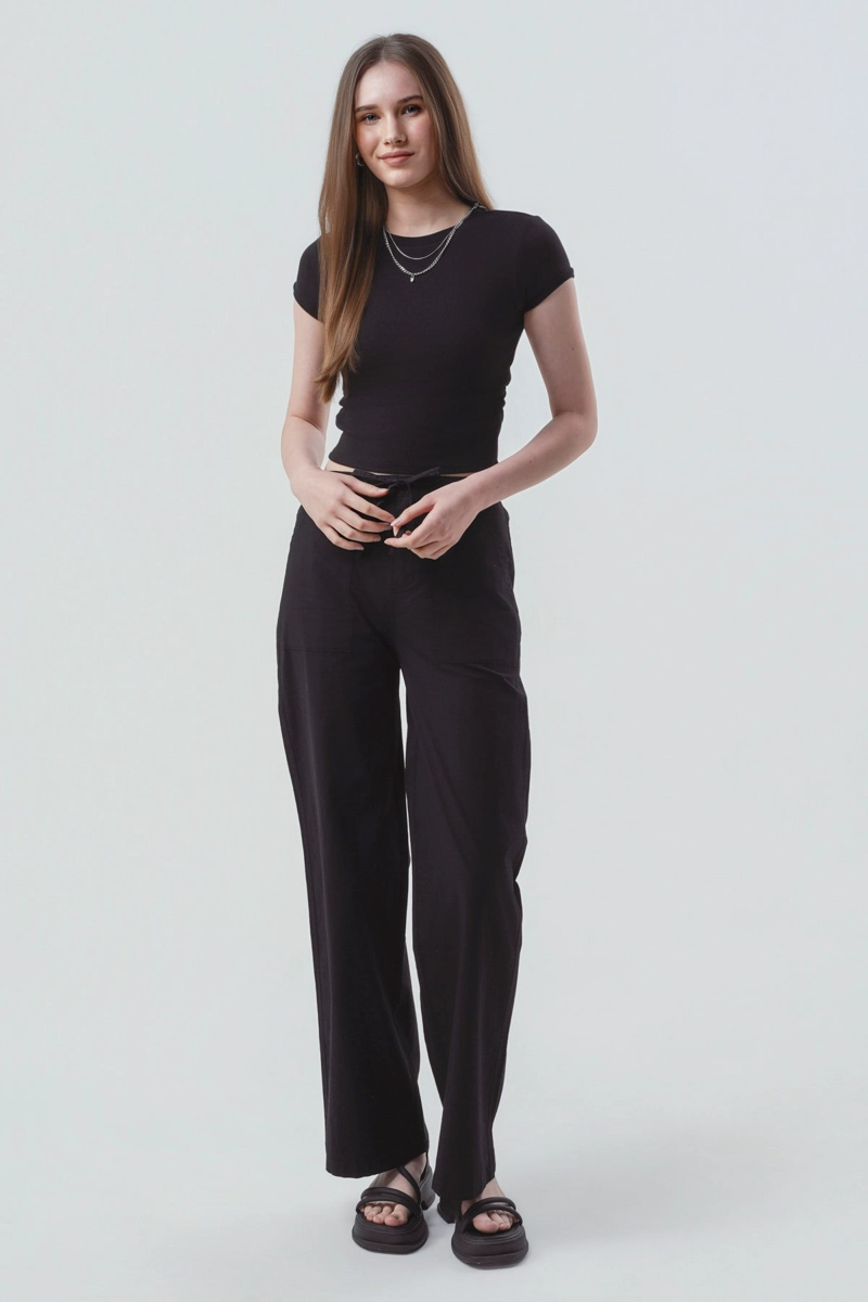 PANTALON MUJER WIDE LEG NEGRO - 4
