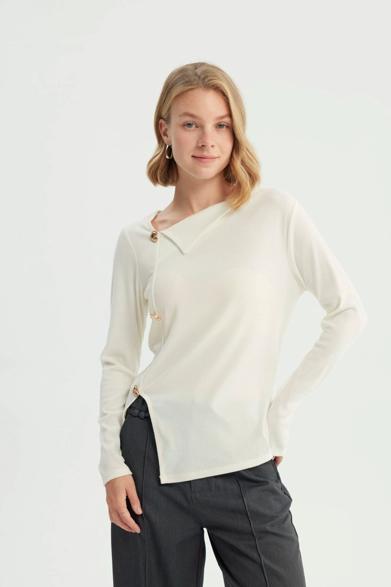 POLERA MUJER REGULAR CREMA - 1