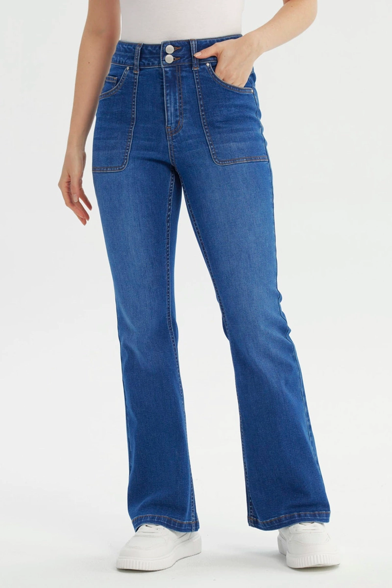 JEANS MUJER FLARE AZUL - 1