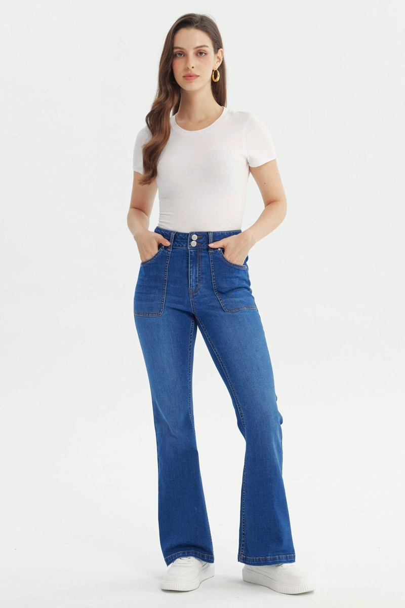 JEANS MUJER FLARE AZUL - 4