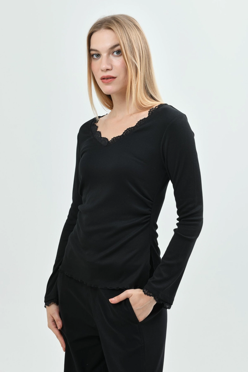 POLERA MUJER AJUSTADO NEGRO - 2