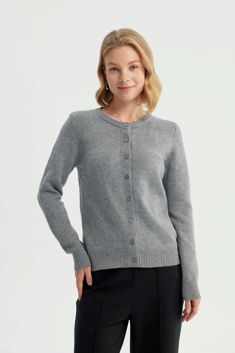 SWEATER MUJER REGULAR GRIS MELANGE - 1