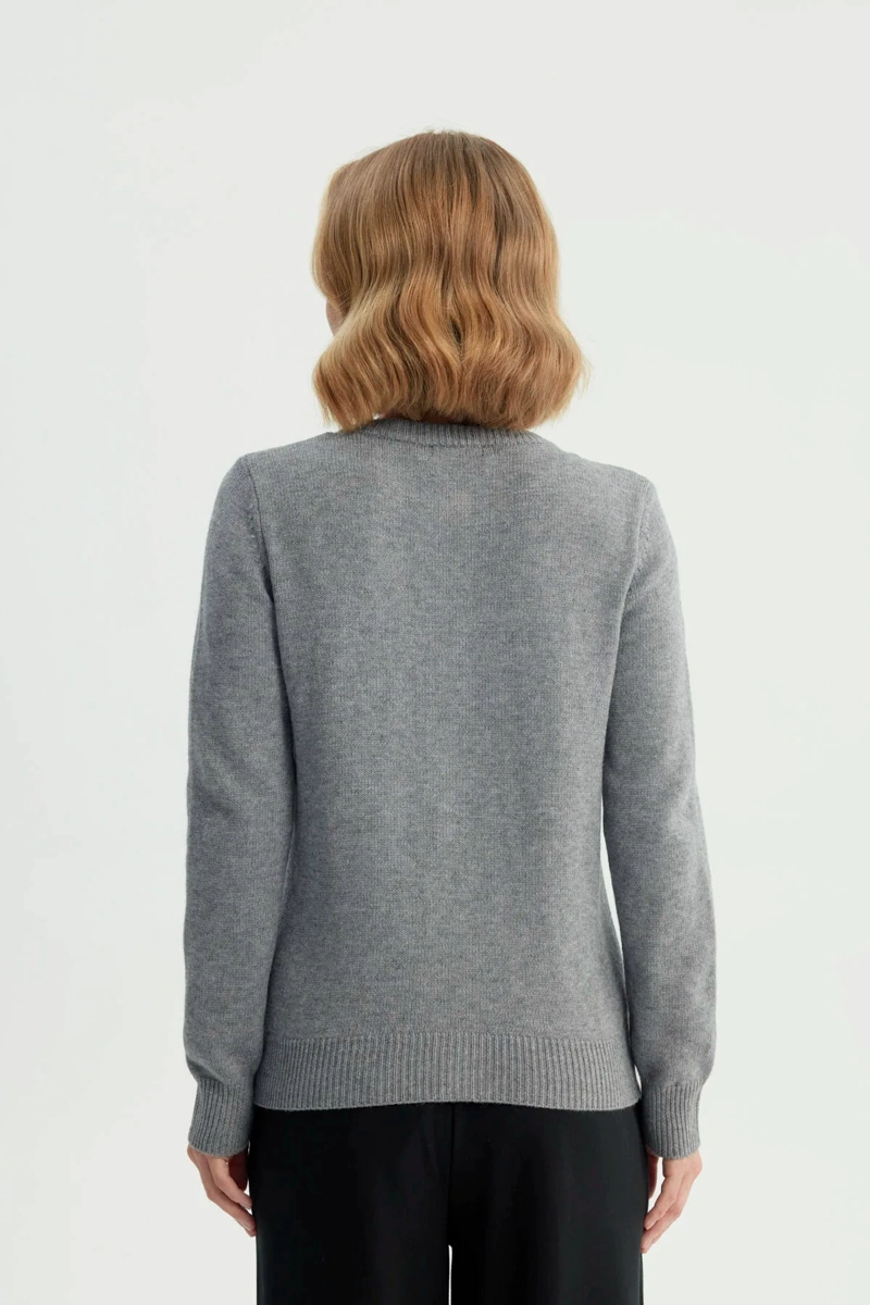 SWEATER MUJER REGULAR GRIS MELANGE - 3