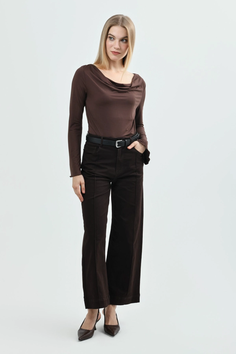 POLERA MUJER SLIM CAFE  OSCURO - 4