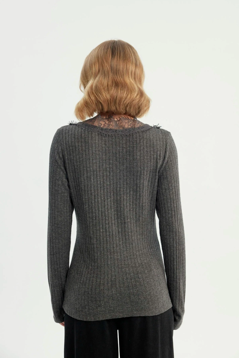SWEATER MUJER REGULAR GRIS MELANGE - 3